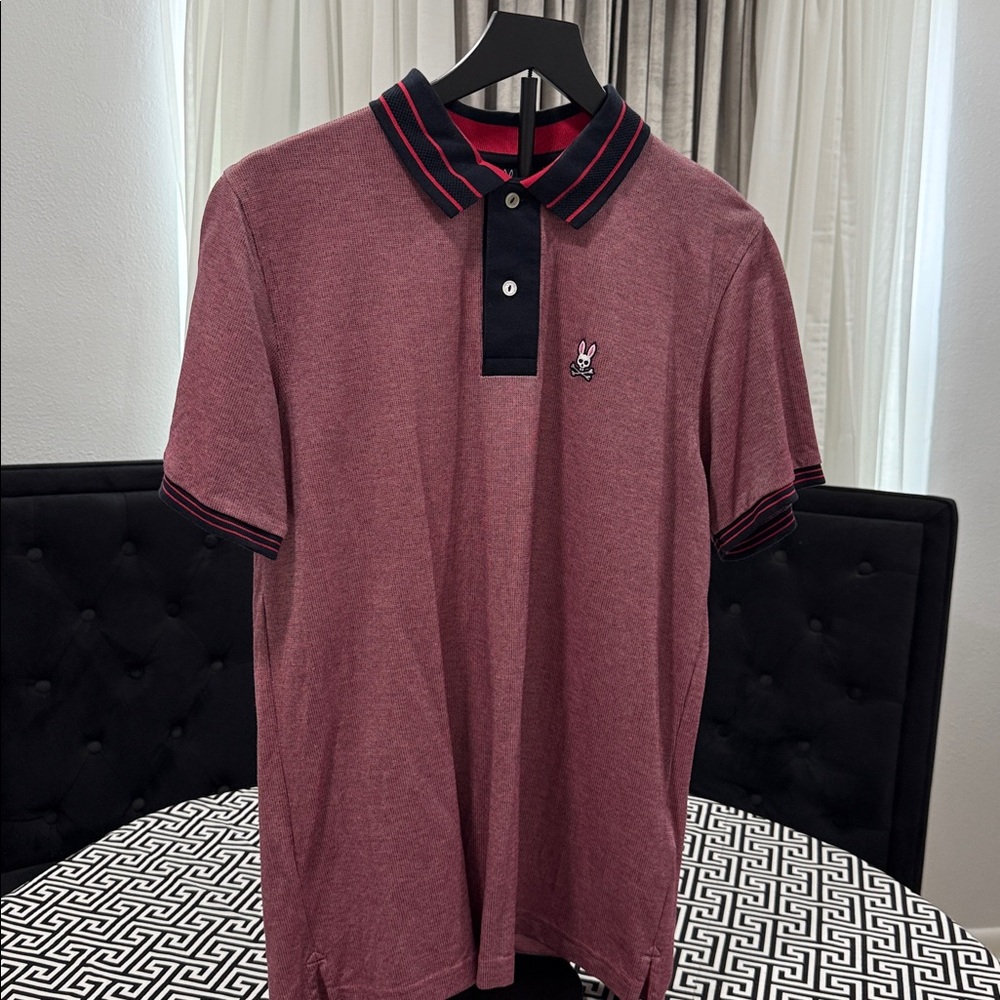 Psycho Bunny Red and Navy blue Polo